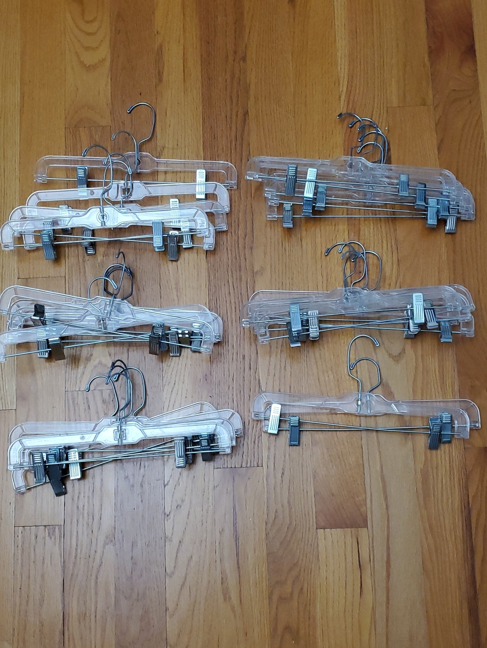 Lot 27 Clear Plastic Pants/Skirt Hangers with Metal Clips